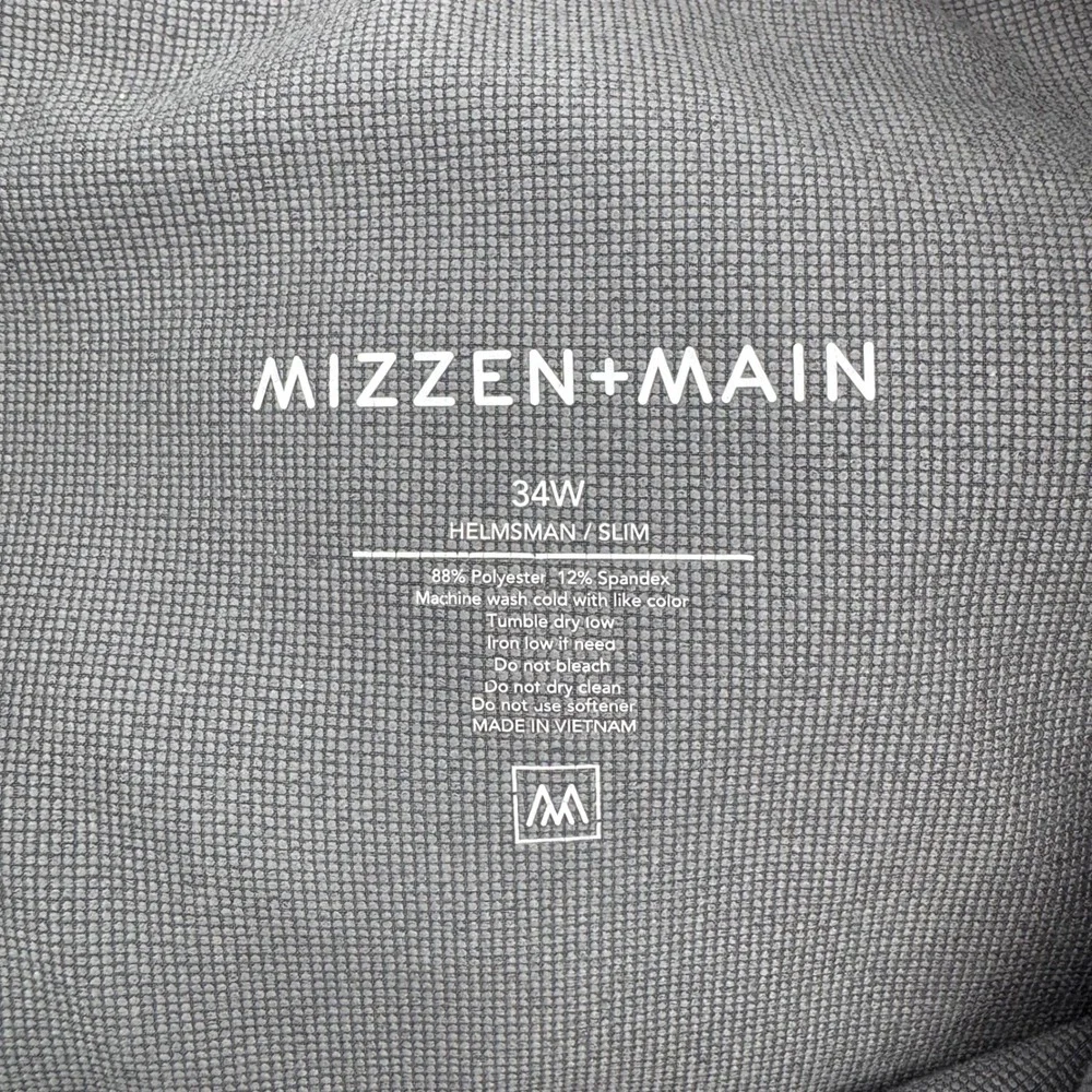 Mizzen+Main Helmsman Slim Chino Joggers Mens 34W Charcoal Grey Performance Pants